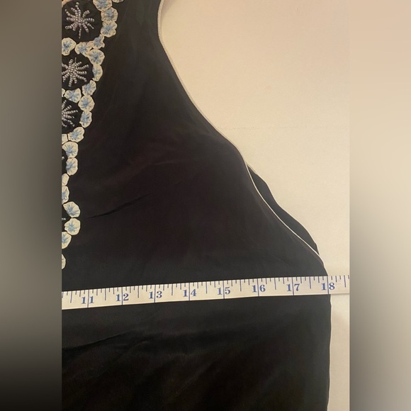 BCBG MAXAZRIA Silk Embellished Beaded Lined V Neck Racerback Dress w/pockets Sm - Picture 7 of 10